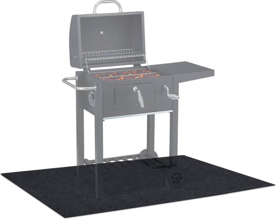 Relaxdays barbecue vloermat BBQ mat 120 x 80 cm beschermmat antislip antraciet