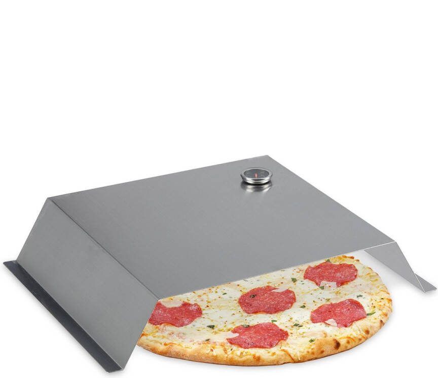 Relaxdays BBQ pizzastolp rvs pizza deksel barbecue pizza box opzetstuk grill