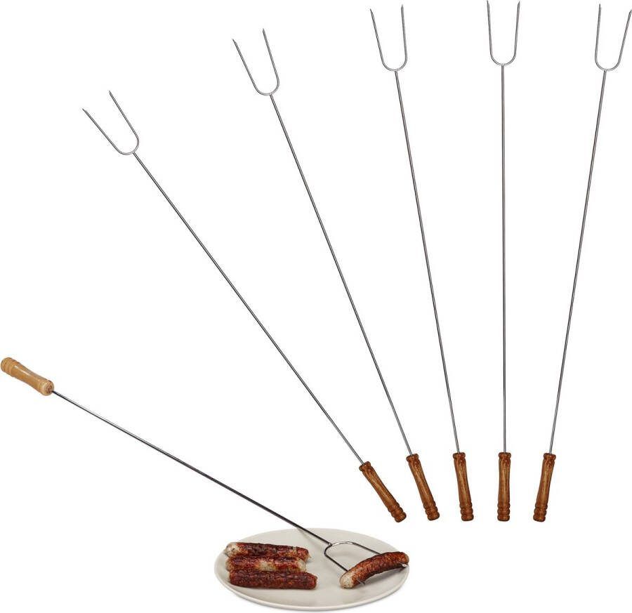 Relaxdays BBQ spies 6 stuks vleespen grillspiesen barbecue vleesspies edelstaal