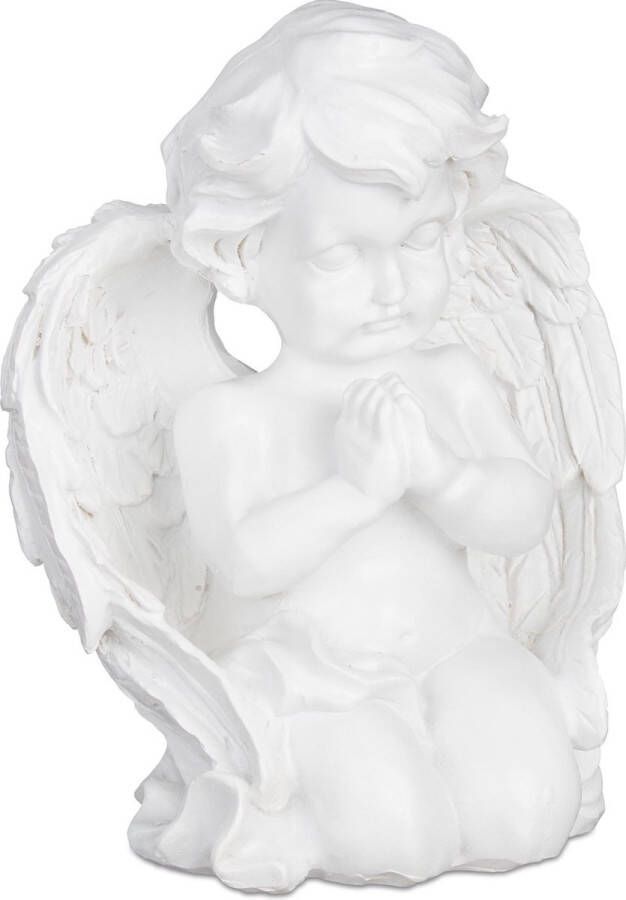 Relaxdays beeldje engel tuinbeeld engelen beeld grafbeeld decoratie voor graf wit