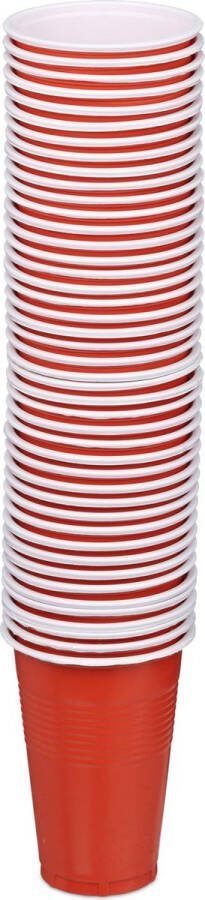 Relaxdays Beer pong bekers 50 stuks plastic bekers party bierbeker feest rood