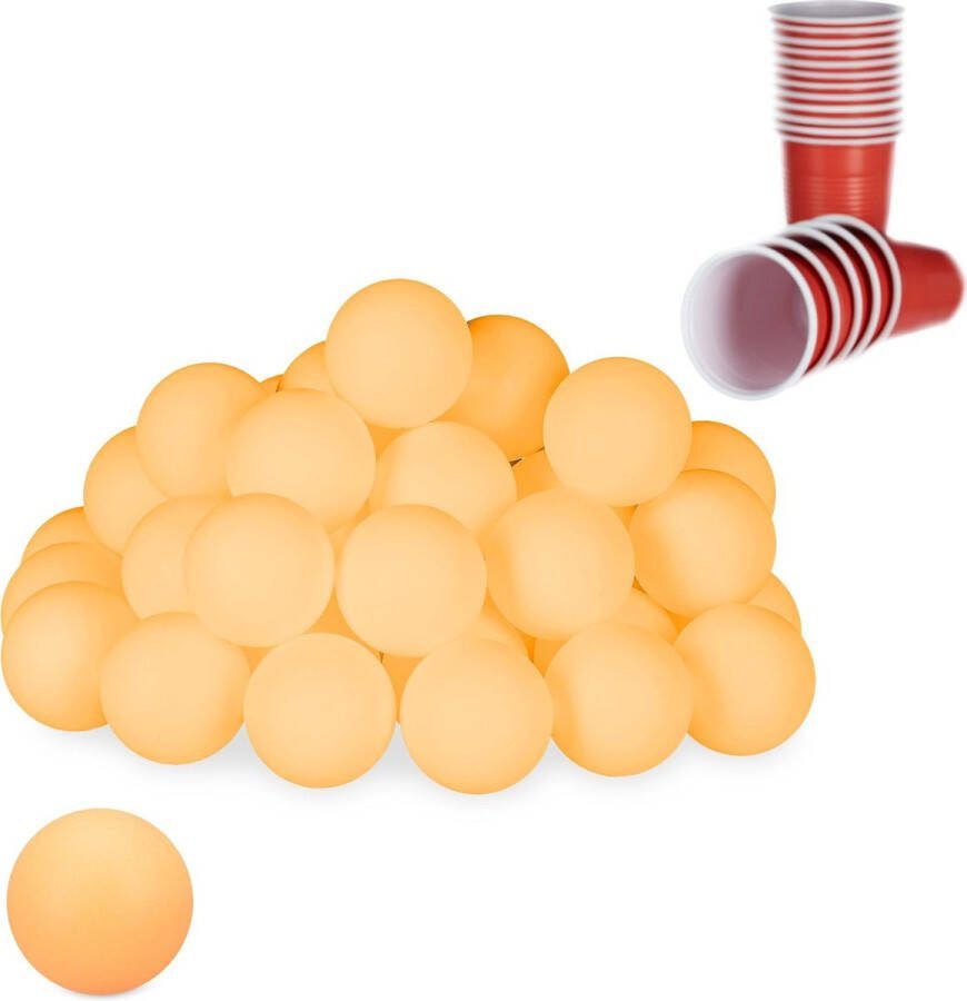 Relaxdays beerpong ballen pingpongballen oranje 38 mm tafeltennis balletjes 48 stuks