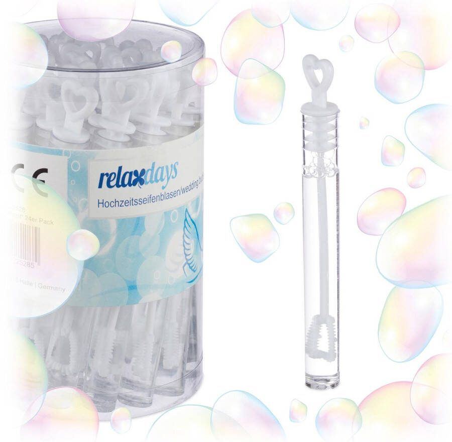Relaxdays bellenblaas bruiloft 24 stuks hartvormig hartjes bellen blaas huwelijk