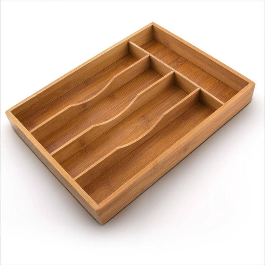 Relaxdays Bestekbak bamboe hout 33 x 25 5 x 4 5 cm Kleine houten bestek bak lade.