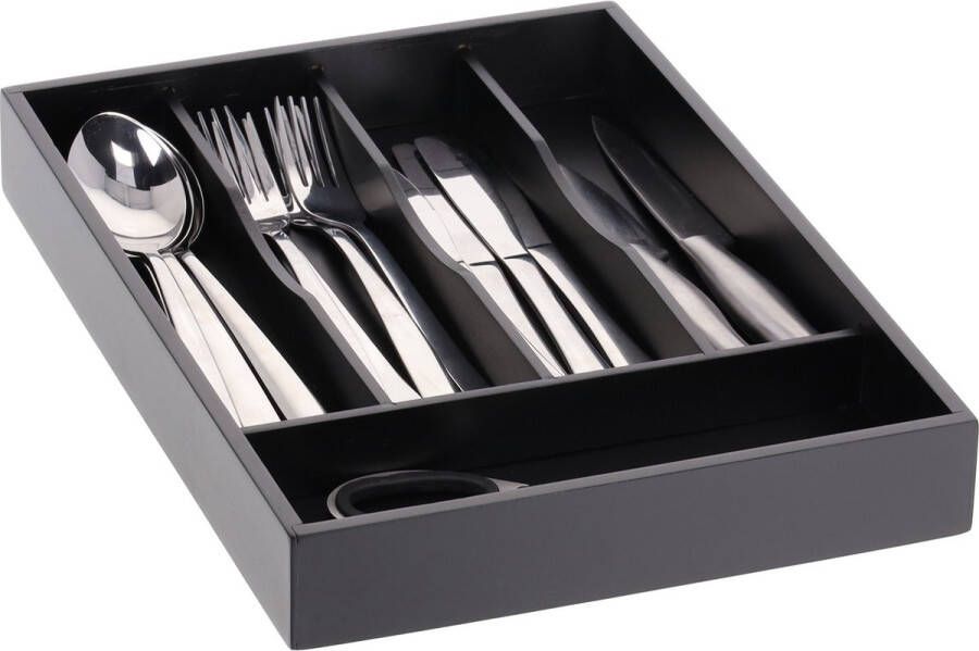 Relaxdays bestekbak zwart 5 vakken bestek organizer lade organizer bamboe keuken