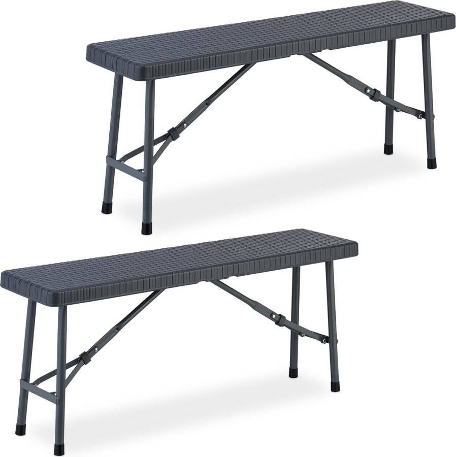 Relaxdays bierbank campingbank inklapbaar bankje bierbankset 102 cm set van 2