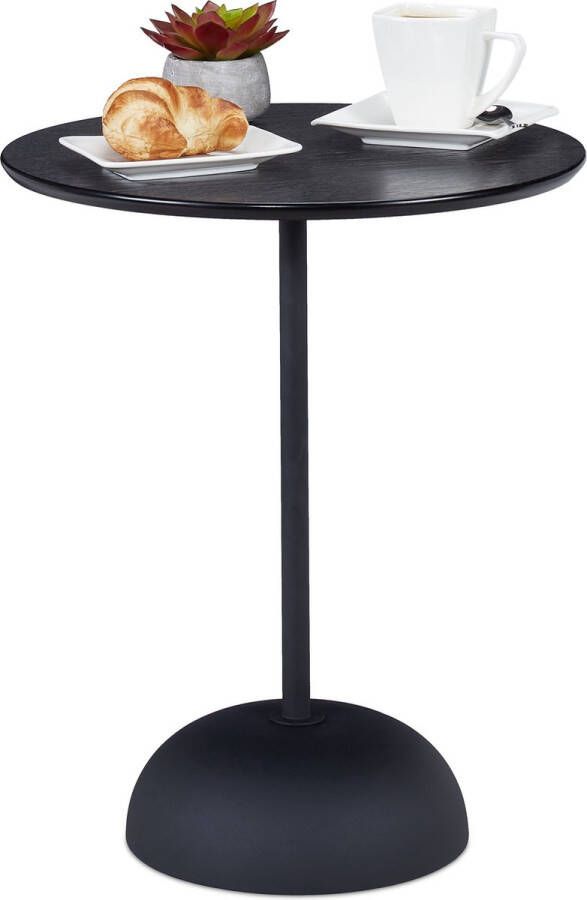 Relaxdays bijzettafel metaal salontafel zwart koffietafel rond bijzettafeltje