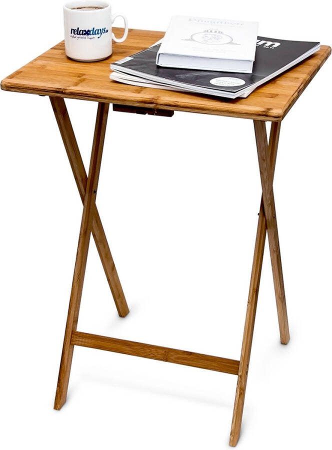 Relaxdays bijzettafel opklapbaar telefoontafel bamboe balkontafel hout
