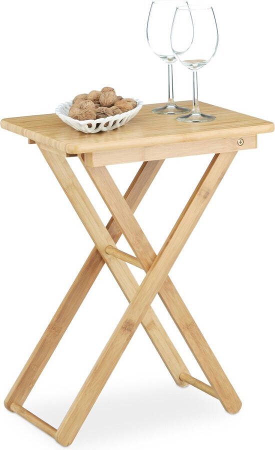 Relaxdays bijzettafel opvouwbaar tuintafel vouwtafel bamboe hout klapbaar
