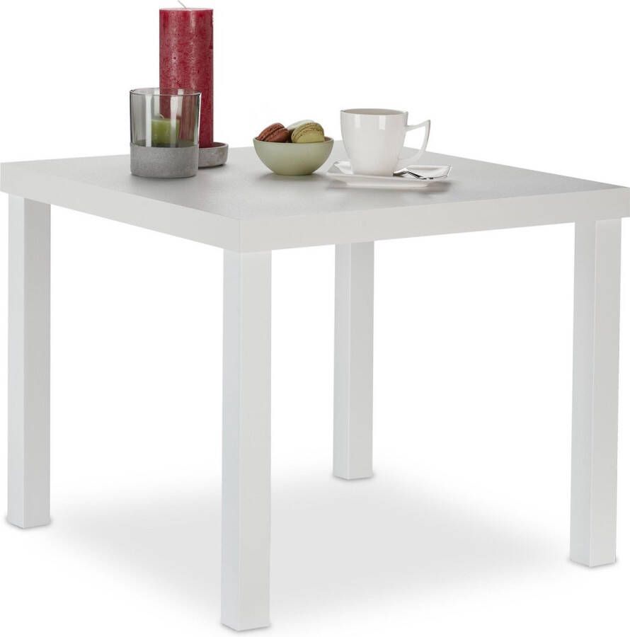 Relaxdays bijzettafel wit kindertafel vierkant salontafel hout kleine tafel modern