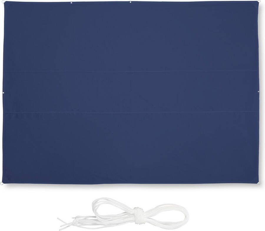 Relaxdays Blauw schaduwdoek rechthoek schaduwzeil 5 groottes met ringen tuin 3 5 x 4 5 m