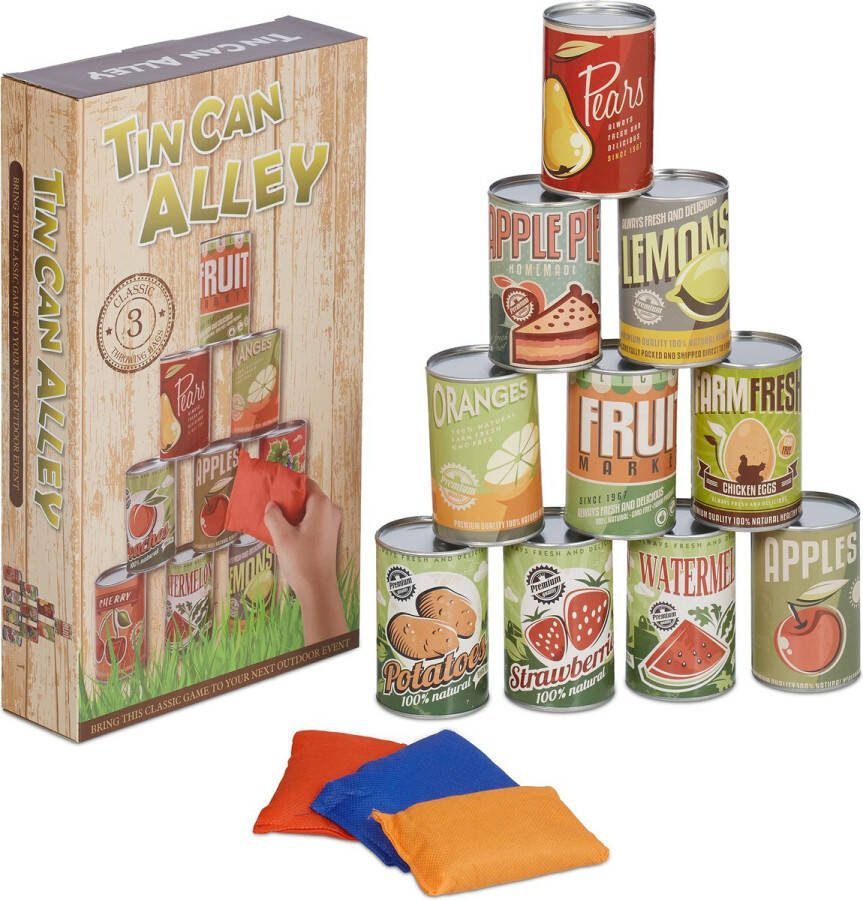 Relaxdays blikgooien spel voor buiten kinderfeestje spel oud hollandse spelletjes