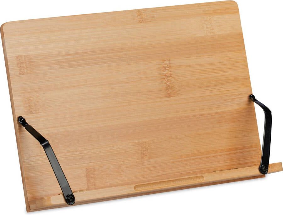 Relaxdays boekenstandaard bamboe kookboekstandaard verstelbaar tabletstandaard keuken