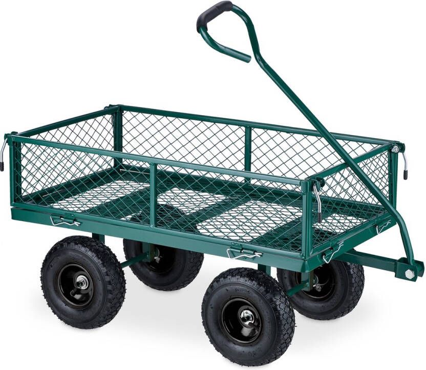Relaxdays bolderkar luchtbanden 200 kg transportkar staal tuinkar bolderwagen
