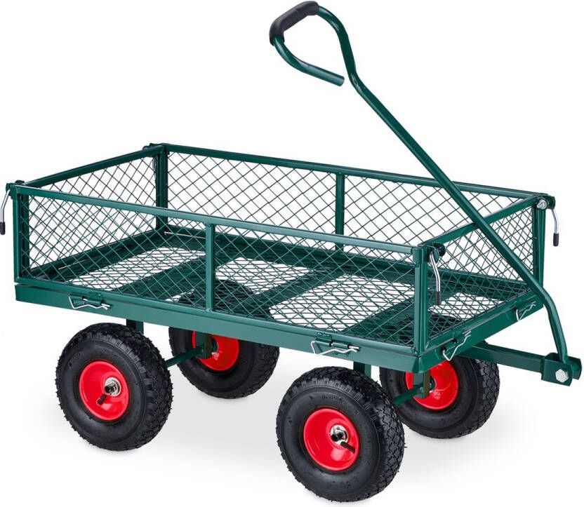Relaxdays bolderkar luchtbanden 200 kg transportkar staal tuinwagen bolderwagen