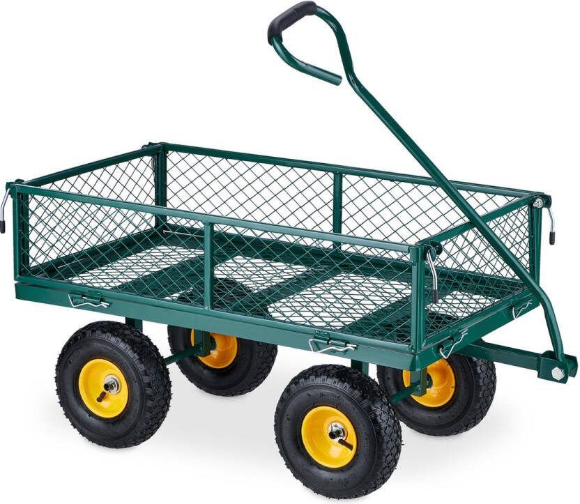 Relaxdays bolderkar luchtbanden 200 kg transportkar tuinkar bolderwagen camping