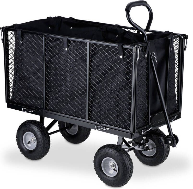 Relaxdays bolderkar luchtbanden 500 kg transportkar tuinkar bolderwagen groot