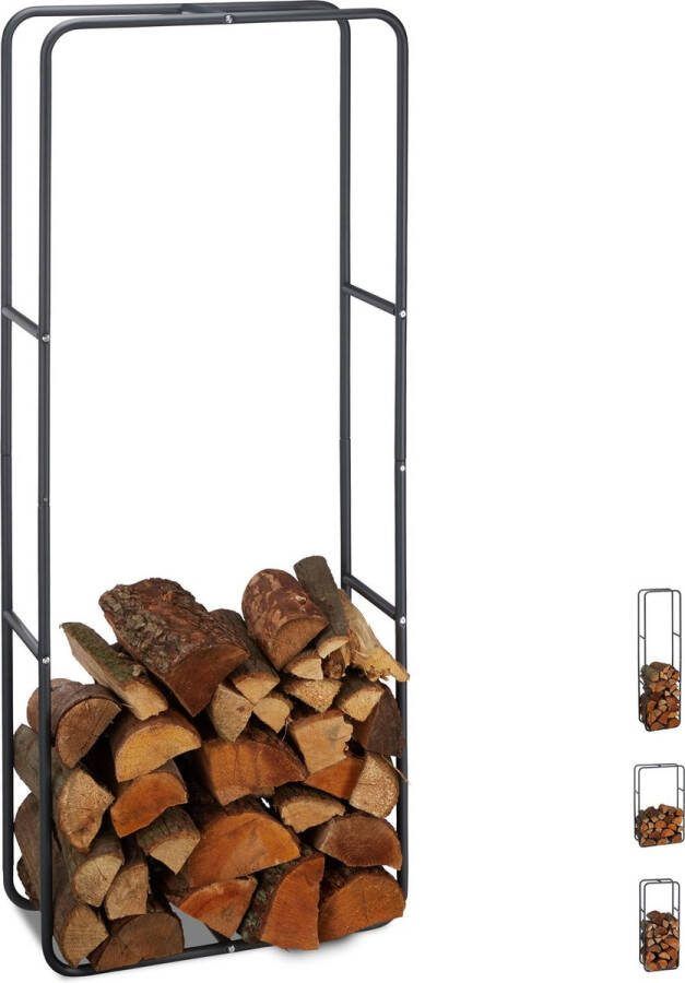 Relaxdays Brandhout rek haardhout opslag haardhout rek binnen buiten metaal 150 x 60 x 25 cm