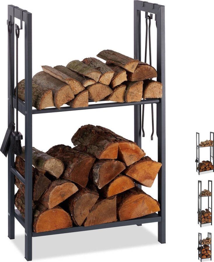 Relaxdays brandhout rek haardhout opslag haardhout rek binnen & buiten 100 x 60 x 30 cm