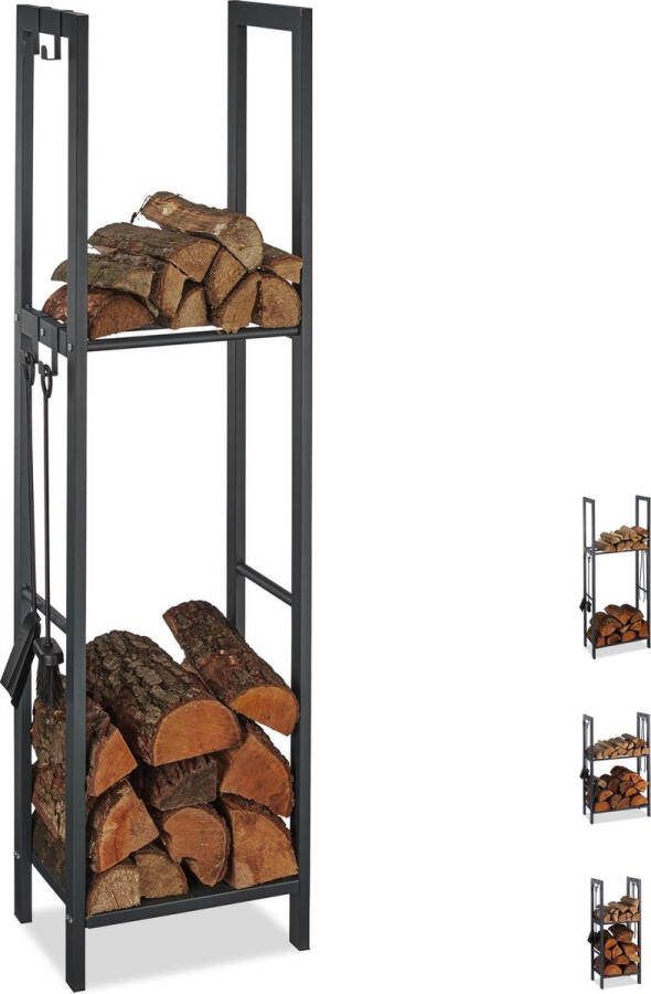 Relaxdays brandhout rek haardhout opslag haardhout rek binnen & buiten 150 x 40 x 30 cm
