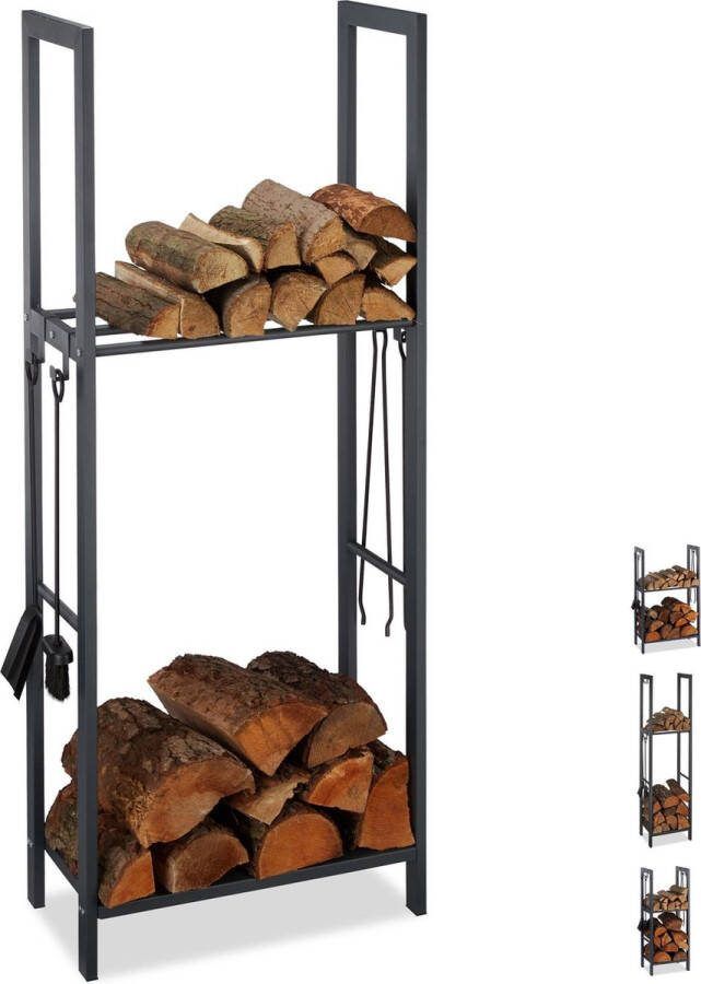 Relaxdays brandhout rek haardhout opslag haardhout rek binnen & buiten 150 x 60 x 30 cm