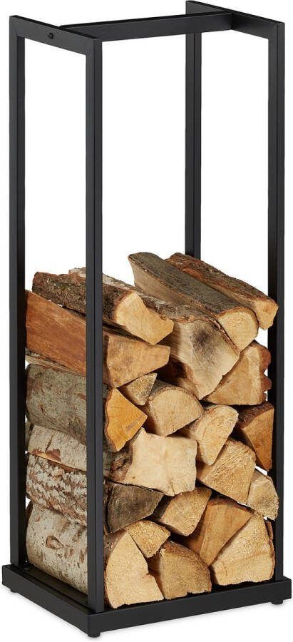 Relaxdays brandhoutrek binnen 91 cm hoog haardhoutrek hout opbergen stapelen