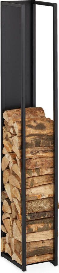Relaxdays brandhoutrek binnen hoog 157 cm houtopslag binnen staal haardhoutrek