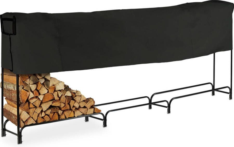 Relaxdays brandhoutrek incl. hoes haardhoutrek houtopslag metaal opslag open haard