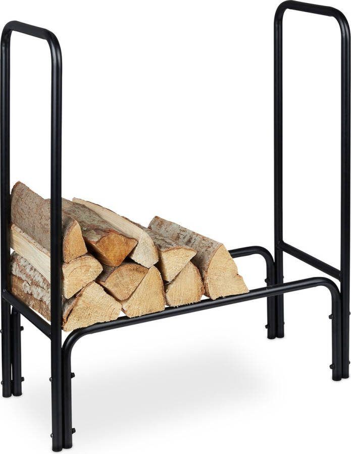 Relaxdays brandhoutrek staal haardhoutrek binnen buiten houtopslag haardhout opslag