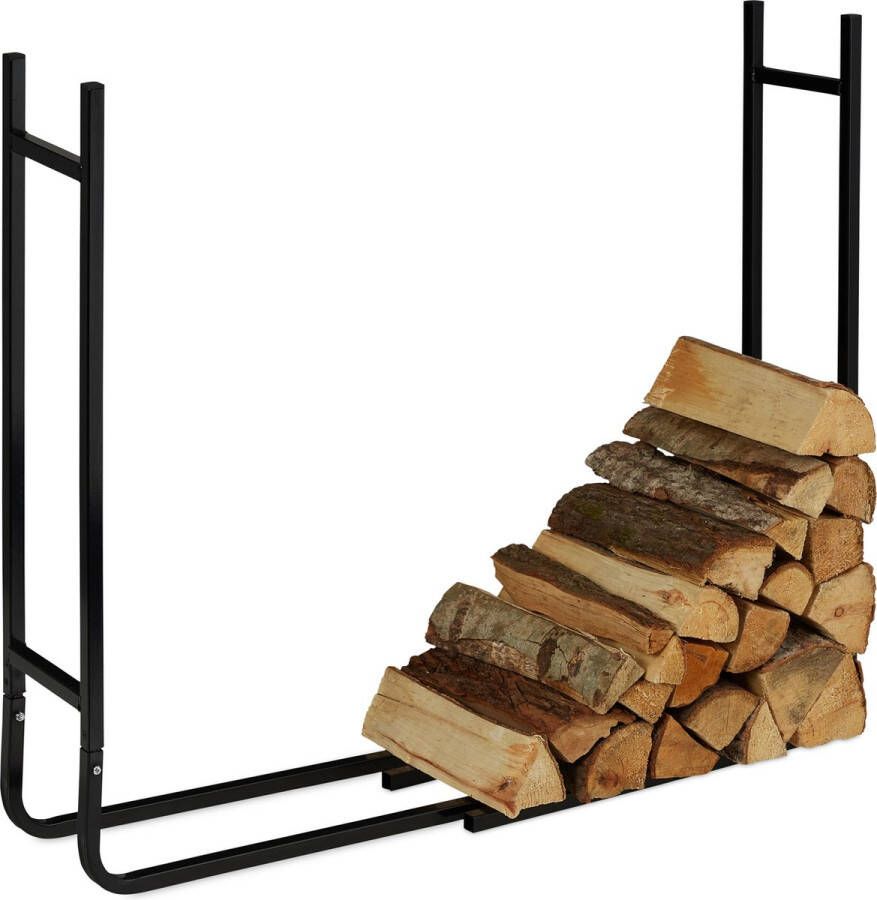Relaxdays brandhoutrek staal houtopslag voor stookhout haardhout rek haardopslag