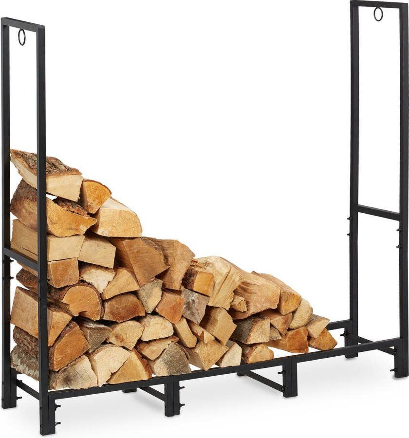 Relaxdays brandhoutrek variabele breedte en hoogte binnen buiten haardhoutrek