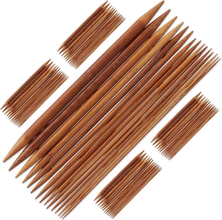 Relaxdays breinaalden set 75 stuks sokken breinaald 2 tot 10 mm bamboe naalden