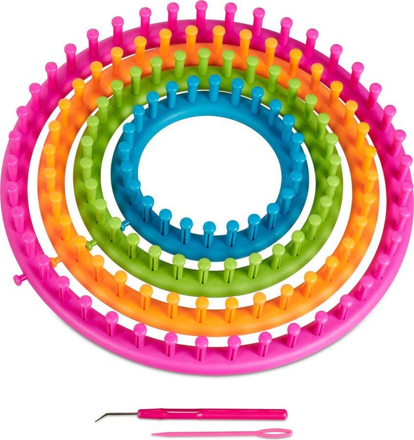 Relaxdays breiringen 6-delige set rond breiraam muts knitting loom kinderen