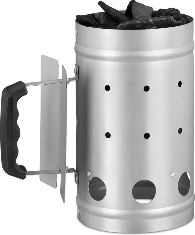 Relaxdays brikettenstarter BBQ starter houtskool starter barbecue starter zilver