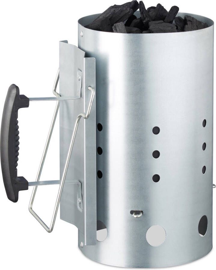 Relaxdays brikettenstarter XL bbq starter met veiligheidshandgreep houtskool starter
