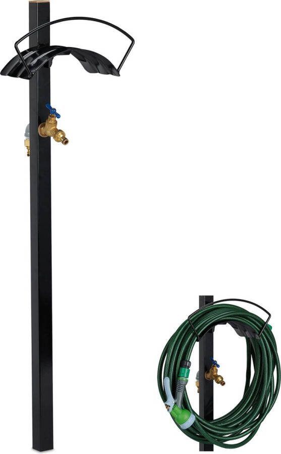 Relaxdays buitenkraan met tuinslanghouder waterkraan slanghouder vrijstaand 3 4“