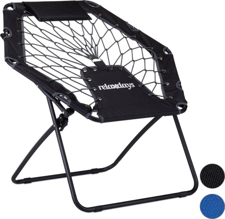 Relaxdays bungee stoel elastische vering bungee chair vouwbaar loungestoel tuin grijs