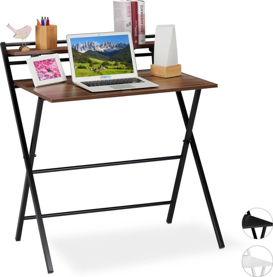 Relaxdays bureau klapbaar computertafel ruimtebesparend tafel laptoptafel Hout zwart
