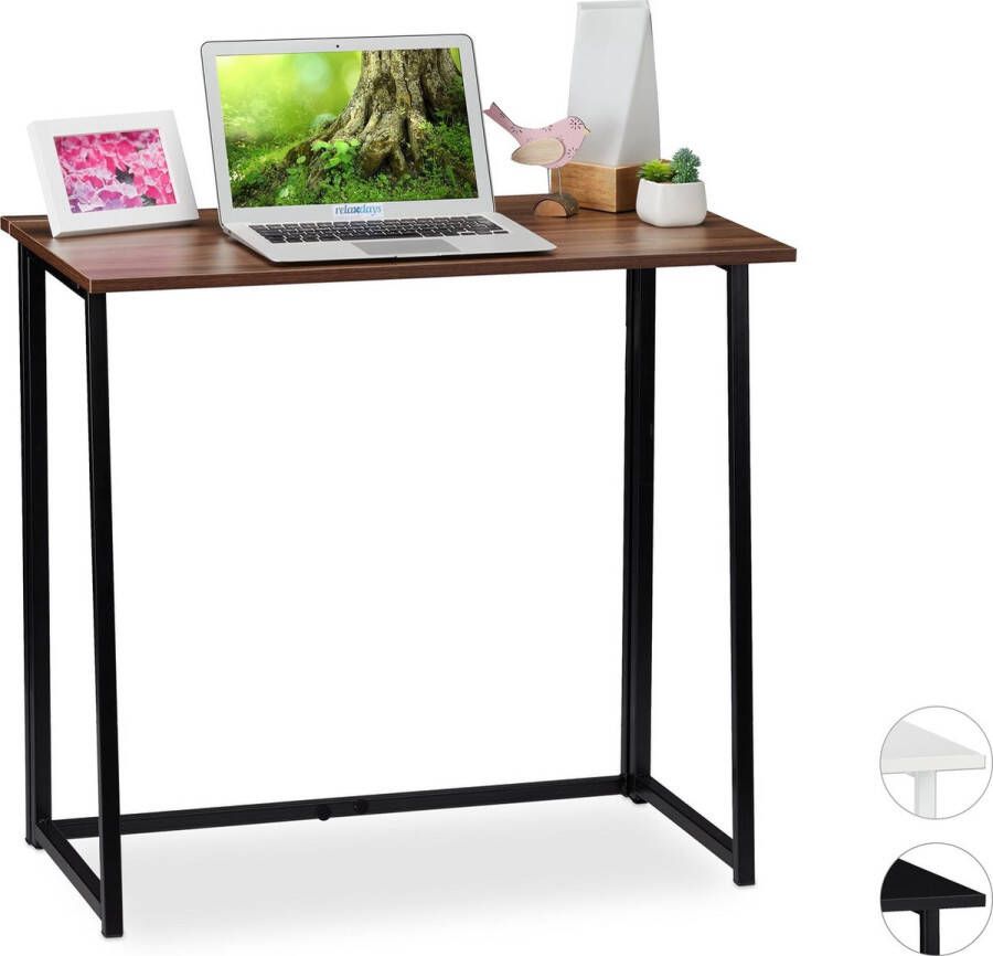 Relaxdays bureau klapbaar laptoptafel computertafel ruimtebesparend tafel Hout zwart
