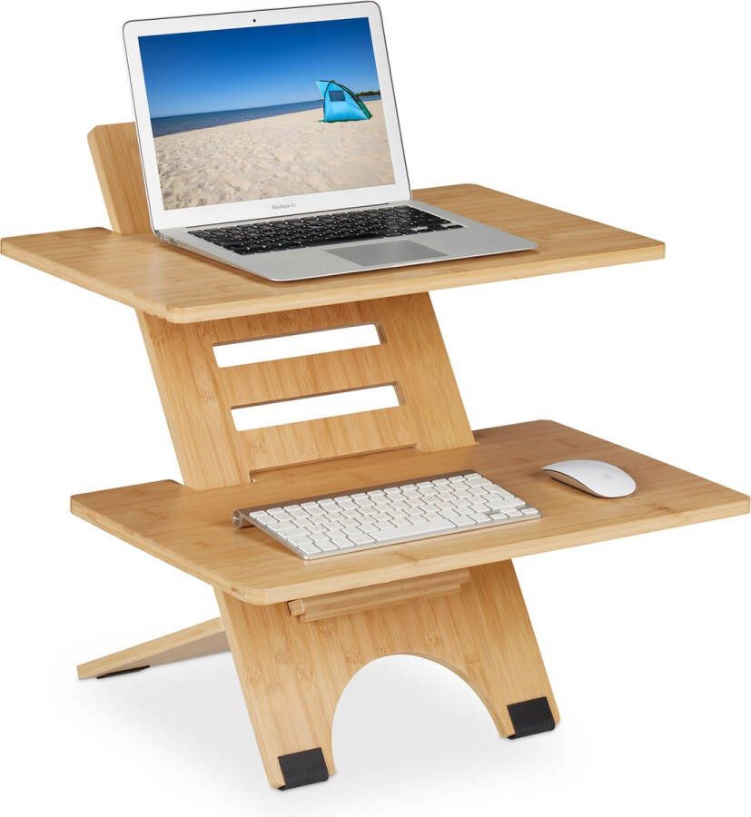 Relaxdays bureau verhoger verstelbaar bureaublad verhoger 2 planken zit sta verhoger