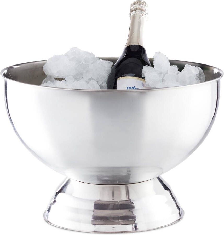 Relaxdays champagnekoeler schaal wijnkoeler rvs ijsemmer flessenkoeler