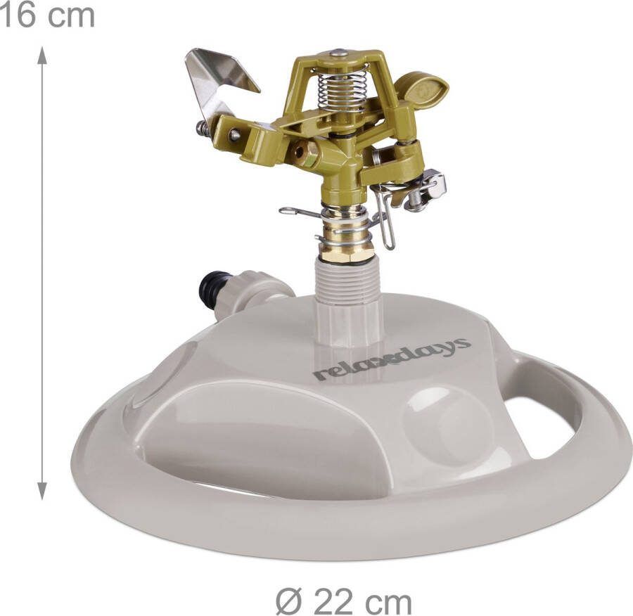 Relaxdays cirkelsproeier pulserend 12 m tuinsproeier 360 graden gazonsproeier draaiend