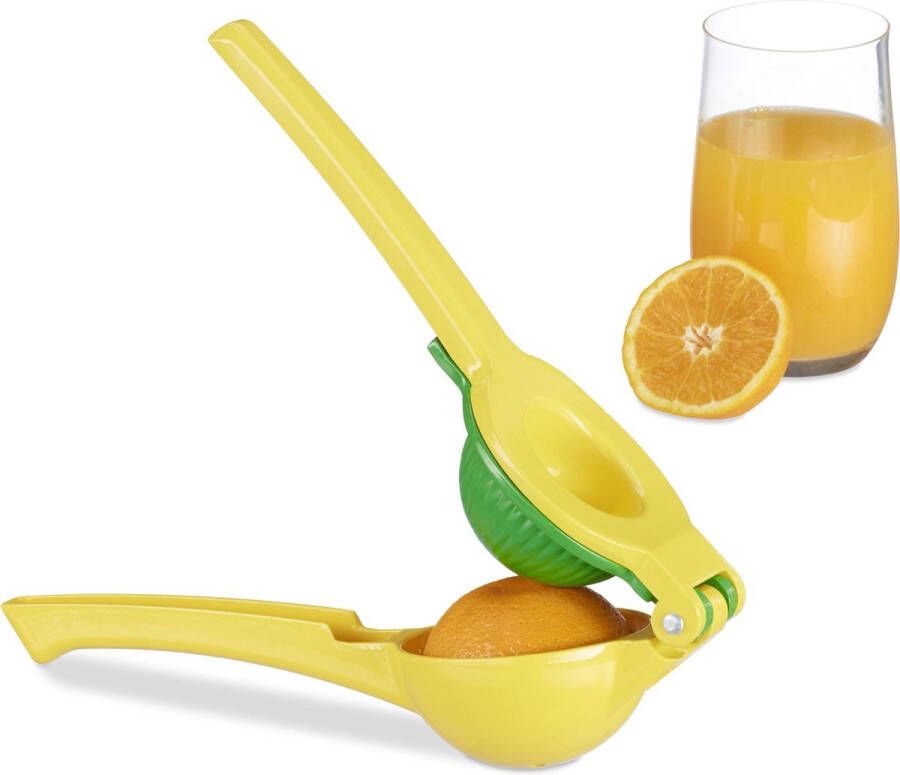 Relaxdays citroenpers handmatig 2 in 1 limoenpers metaal stabiele handcitruspers klein
