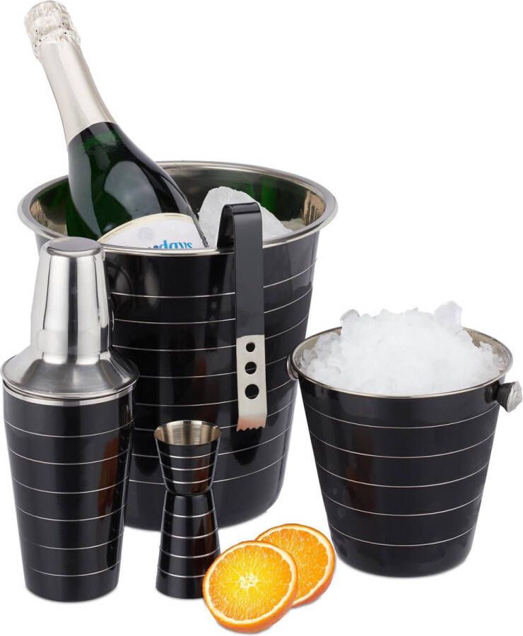 Relaxdays cocktail shaker set 5-delig roestvrij staal cocktail set 500 ml