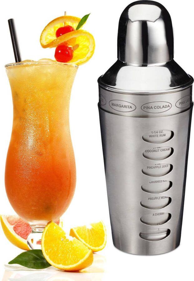 Relaxdays cocktailshaker cocktail mixer roestvrij staal 600 ml accessoires