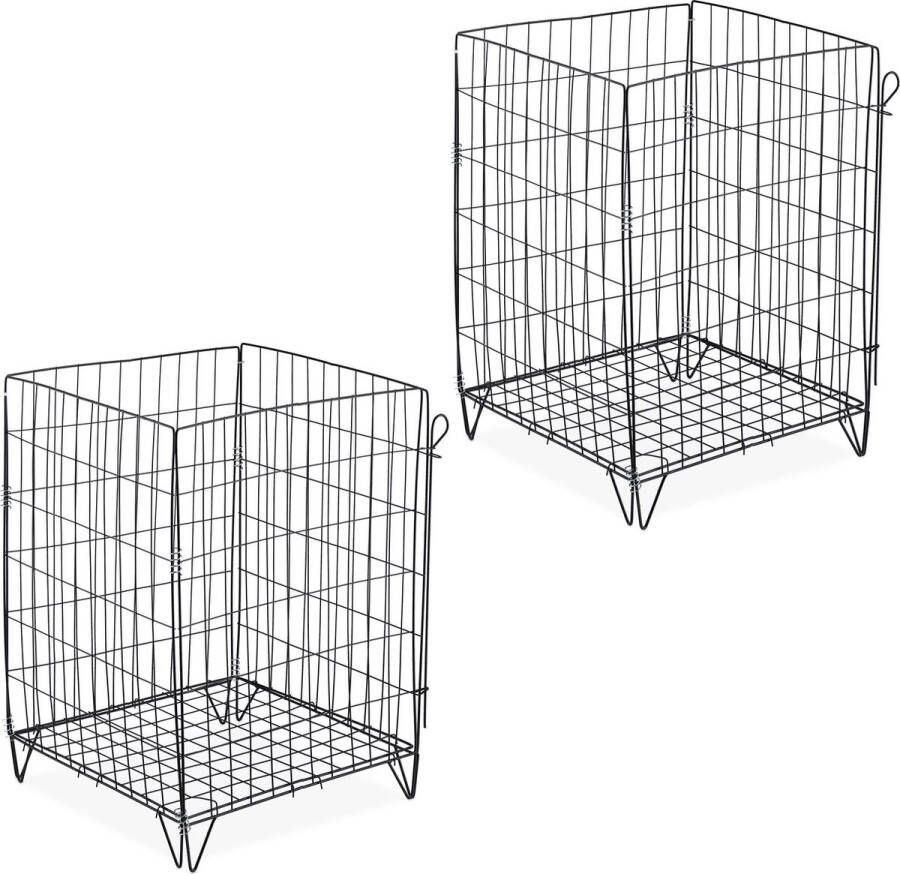 Relaxdays compostbak metaal set van 2 compostkorf met bodem composteerder zwart gaas