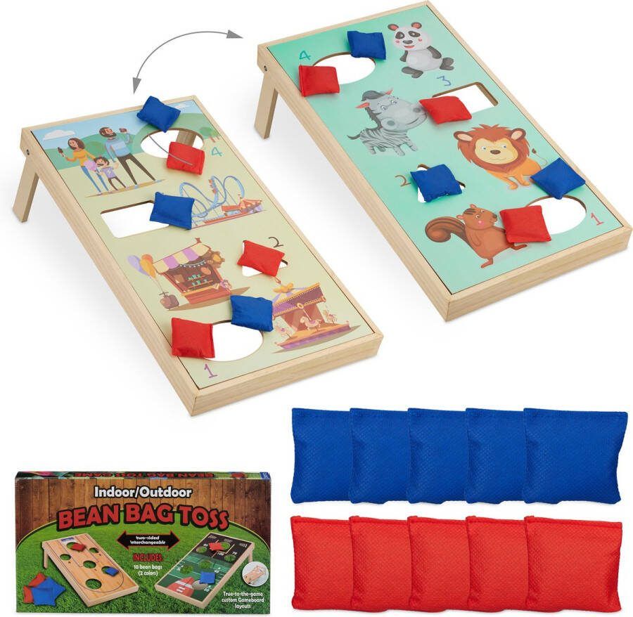 Relaxdays cornhole bean bag spel voor kinderen pittenzak werpspel binnen & buiten