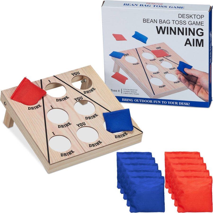 Relaxdays cornhole drankspel partygame volwassenen werpspel bean bag 10 zakjes