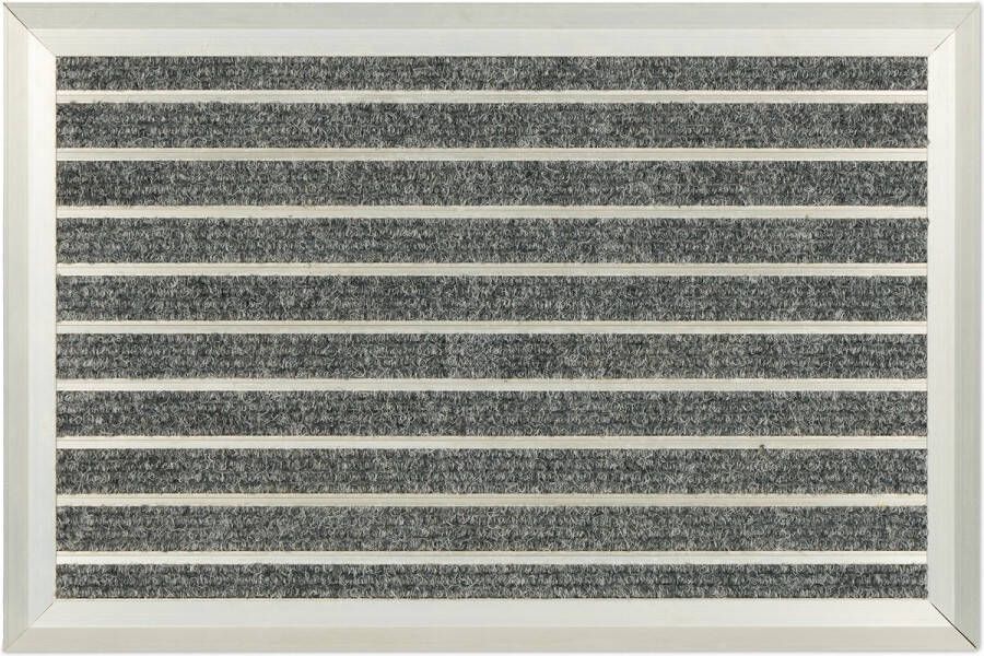 Relaxdays deurmat 60x40cm aluminium schoonloopmat antislip voordeurmat binnen buiten