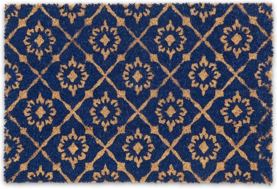 Relaxdays deurmat floraal kokosmat 60x40 schoonloopmat buiten rechthoekige buitenmat